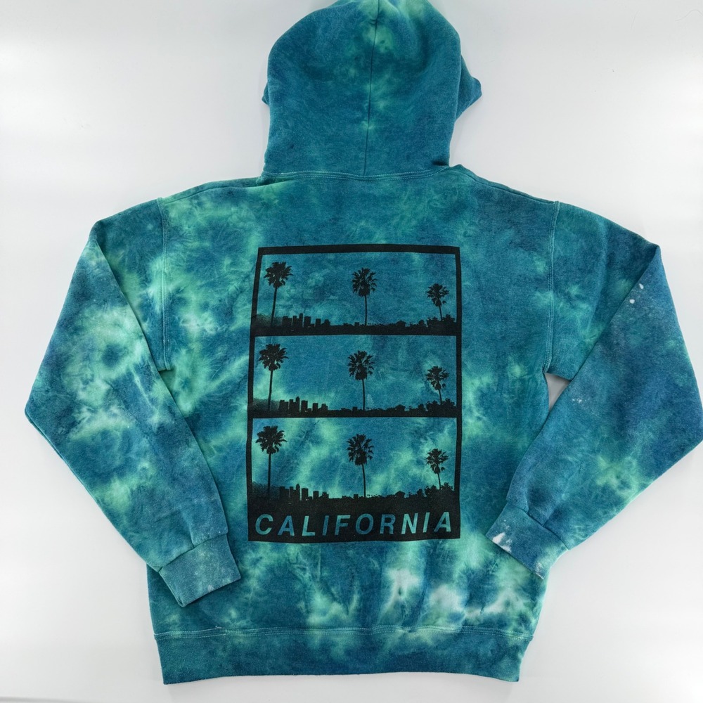 Artist Union California Tie Dye Hoodie M Palm Tree Surf Y2K Streetwear - Picture 3 of 10